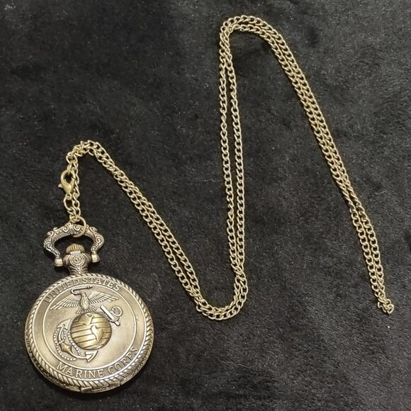 U.S Marine Corps Pocket Watch United States America Veteran USMC Gift Birthday - Picture 1 of 5